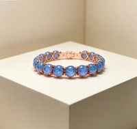 Meilleure Vente Bracelet Tennis Géométrique Tendance en Laiton Plaqué Argent avec Opale de Feu Ovale 6x8mm, Bijou à Maillons pour Femme, Anniversaire