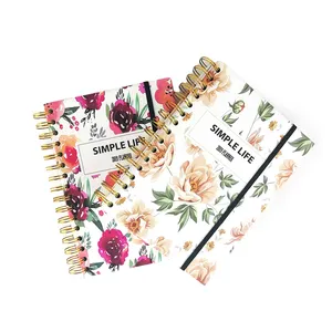 Wöchentlich Daily Journal Planner Niedliche benutzer definierte Blumen A5 Aufkleber Blätter Zusammensetzung Spiral Notebook