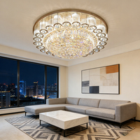 Produits à succès 2025 Lustre rond en cristal doré Lumière de plafond Lumières LED Décoration intérieure