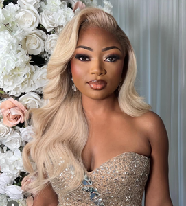 250% Dik Lang Platina Wit Blond Ocean Wave Raw Remy Indiaans Haar Cuticle Aligned Transparante HD Kant Voorkant Pruik met Pony - Product Image 6