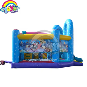 Structure gonflable à thème océanique Coral Accents de 19 pieds avec toboggan sec, en PVC de qualité commerciale, pour les sorties familiales - Product Image 1