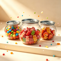 Bouteilles de boisson en plastique transparentes en forme de boule de 210 ml, mini canettes de soda PET, avec couvercles faciles à ouvrir