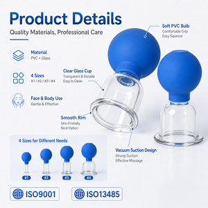 Set di Coppettazione Facciale in Vetro Jinke, 4 Misure, Coppette Sottovuoto Gua Sha, Lifting Viso, Cura della Pelle, Terapia Cinese, Massaggio Riutilizzabile, Vendita all'Ingrosso - Product Image 5