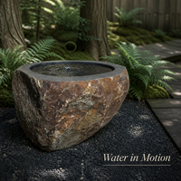 Fontaine d'eau en pierre naturelle, bol en roche traité à la main, kit complet de pompe inclus pour cour, jardin, complexe hôtelier