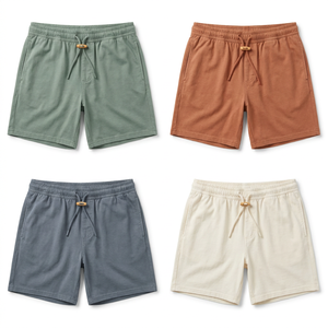 Shorts de bain pour hommes en mélange de coton et de <span class=keywords><strong>bambou</strong></span> personnalisés OEM, écologiques, séchage rapide, durables, vente en gros, couleur unie - Product Image 2