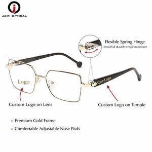 Montures de lunettes optiques carrées de haute qualité avec monture en métal et branches en acétate premium pour hommes - Product Image 3