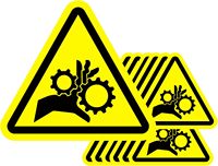 Autocollant triangulaire en vinyle de sécurité industrielle, logo personnalisé, signalisation d'avertissement contre l'accroissement des risques de blessures aux mains, étiquette de point de risque pour machines d'usine