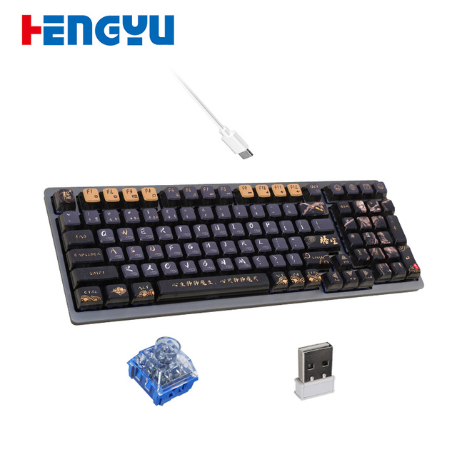 99-Key Triple-Mode Silent Mechanical Keyboard USB Type-C Interface LED Backlit New Kailh Axis Body Hot-Swappable Full Keyboard
