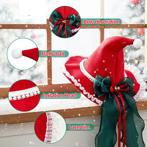 Gorro navideño Luling Yaoyao de talla única con lazo verde para decoraciones y regalos navideños - Product Image 4