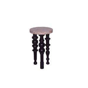 SIDETABLE CARVED LEG MANGO WOOD HANDMADE DURABLE ECO-FRIENDLY Side <b>TABLE</b> MINIMALIST DESIGN WHITE WASH <b>BLACK</b> FINISH for LIVING - Product Image 1