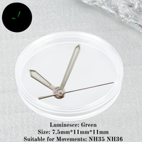 Aiguilles de montre lumineuses vertes en acier inoxydable noir et or rose, accessoires pour mouvements automatiques Sandoz NH35 NH36 NH70/4R/7S