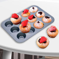 Moule à muffins en acier au carbone antiadhésif 12 cavités, facile à démouler, pour four