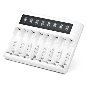 Carregador de Bateria com 8 Slots EBL Smart LED Carregador de Bateria NIMH Carregador Universal USB Inteligente