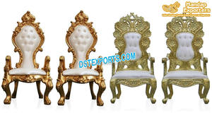 Lot de chaises de mariage à dossier haut pour mariée et marié, pièces à breloques antiques, style roi Lion, - Product Image 5