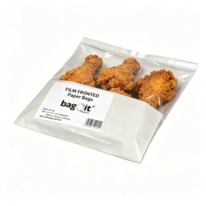 Sacchetti per baguette in polipropilene <span class=keywords><strong>IT</strong></span> con chiusura autoadesiva, retro in carta kraft bianca 4x6x14 (confezione da 50) - Product Image 1