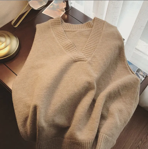 Gilet Maglione con Scollo a V da Donna, Versione <span class=keywords><strong>Senza</strong></span> <span class=keywords><strong>Maniche</strong></span>, Semplice, Stile Collegiale, Vestibilità Ampia, Elegante - Product Image 6