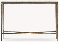 Table console de luxe unique avec plateau en marbre et base en bronze forgé fini à la main, tables consoles, meubles de villa de luxe