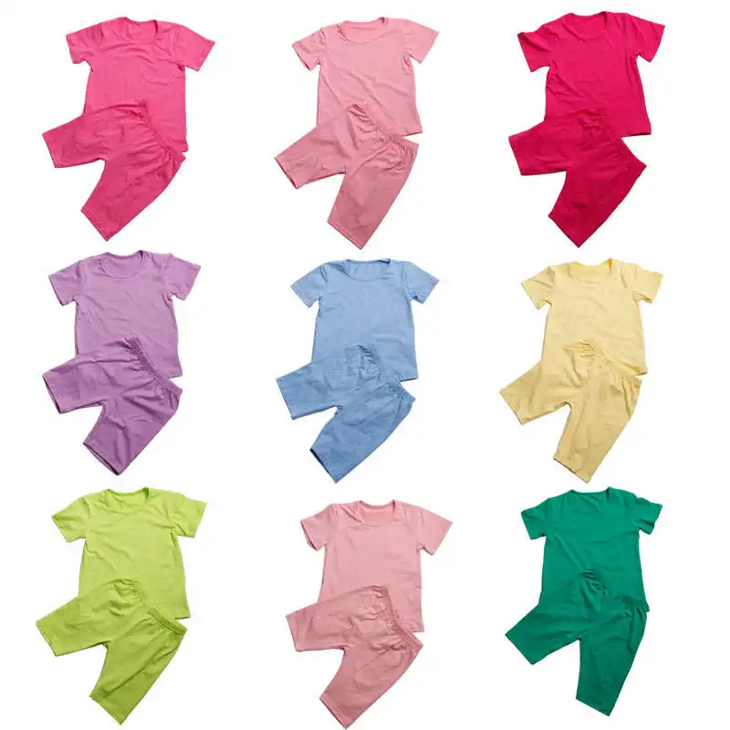 Vendita calda Shorts in tinta unita estate 2 pezzi di abbigliamento estivo per bambini da neonato a 16 anni bambini corti Set di abbigliamento per ragazzi