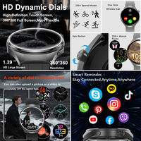 Montre connectée unisexe SENBONO V19, étanche, assistant vocal, appels Bluetooth, écran tactile complet 1,39'', montre connectée sport pour hommes