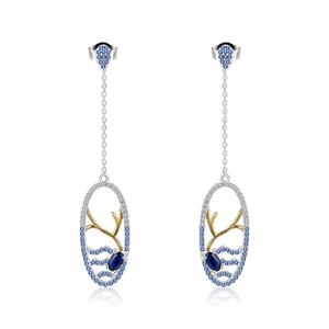 C8124 Abiding Factory Naturel Bleu Gemme Ovale Boucles D'oreilles Plaqué Or Bijoux Pave CZ 925 Sterling Silver Boucles D'oreilles Pour Femmes - Product Image 2