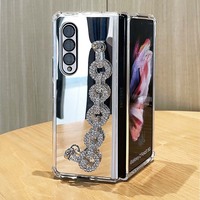Étui de téléphone pliable en silicone de luxe avec design miroir électro-plaqué et sangle de téléphone style bling pour Samsung Galaxy Z Fold 3 4 5 6