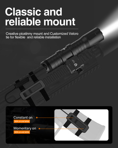 Lampe torche tactique 1200 lumens, lumière LED, alliage d'aluminium, antichoc, entièrement multicouche, interrupteur à pression à distance, rechargeable - Product Image 4