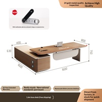 Bureau de direction en métal en forme de L LBZ-193X avec design moderne et chaise de grande taille incluse