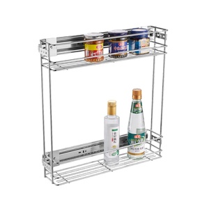 Étagère à épices Panier de cuisine à double niveau pour assaisonnement Tiroirs de rangement Solutions de rangement de cuisine <span class=keywords><strong>en</strong></span> métal - Product Image 1