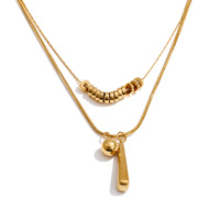 Collier JINYOU 3163, collier à chaîne de perles en forme de serpent à double couche, acier inoxydable plaqué or, pendentif