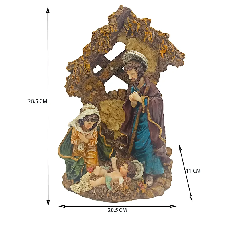 Polyresin Craft Holy Family Figure Christian Religious Nativity of Jesus Statue and Model for Church and Home Decor