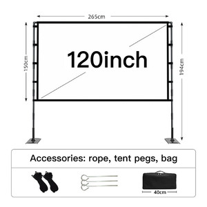 84120 Écran de projection extérieur 16:9 avec support pliable en aluminium, tissu polyester 150x265cm, montage facile, conserve sa forme, garantie 1 an - Product Image 4