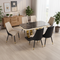 Ensemble de table et de chaises à manger en marbre moderne Hebei avec structure en métal de haute qualité, 6 places, pour la maison ou la villa
