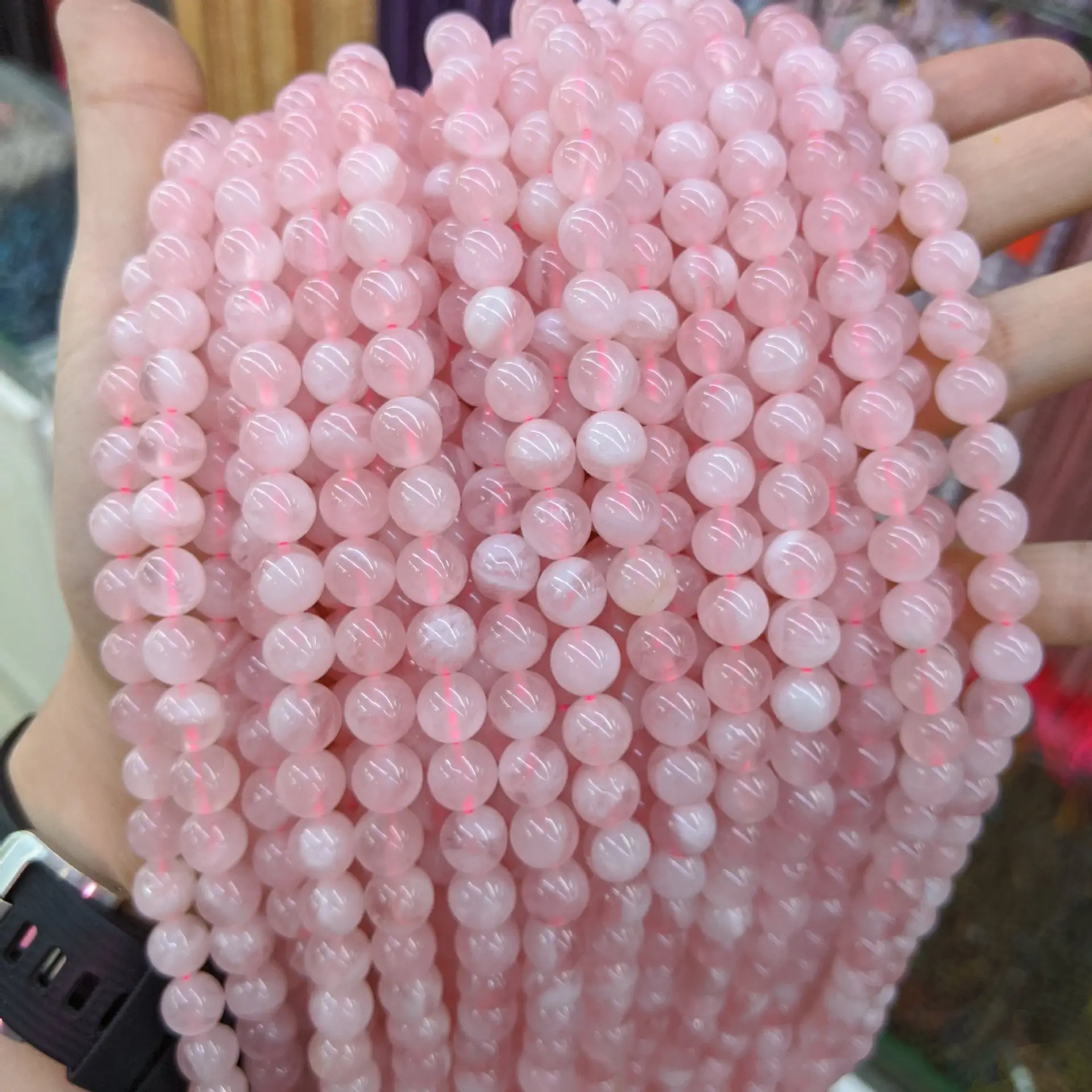 Natural High Grade Gemstone Beads No Dyed Milk Pink Madagascar Rose Quartz Round Loose Stone Beads for Jewelry Craft Making