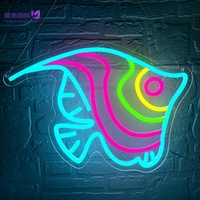 Enseigne néon LED 3D en forme de poisson tropical Art Line, alimentée par USB, à fixer au mur/suspendre pour restaurants sur le thème de l'océan et aquariums