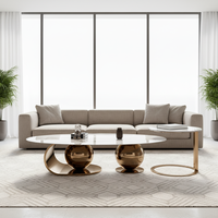 Table basse de salon moderne, simple et luxueuse, extensible, en acier inoxydable, grande et petite table d'appoint ronde