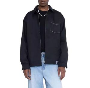 Blouson en jean printemps pour homme, vente en gros usine, logo personnalisé, fermeture éclair frontale, respirant, imperméable, style extérieur tendance, motif lettres - Product Image 1