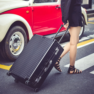 Unisex Aluminum Frame Trolley Case 4 Wheel Lockable Solid Color Large Capacity Carry On <b>Suitcase</b> For Long Distance Travel - Product Image 1