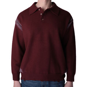 KD Knitwear Manufacturer Custom Fuzzy Designer Gradient <b>POLO</b> <b>Neck</b> <b>Sweater</b> Loose Knit Mohair Men's <b>Sweater</b> - Product Image 2