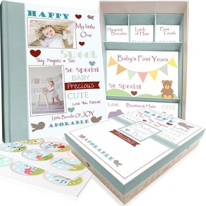 First 5 Years Baby <strong>Memory</strong> Milestone Book Baby Boy <strong>Keepsake</strong> With Clean-Touch Ink Pad for Baby - Product Image 1