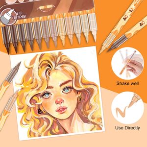 Marcadores de Pintura Acrílica de 24 Colores a Base de Agua, sin Olor, con Punta de Pincel, Tono Piel, para Arte Corporal - Product Image 3