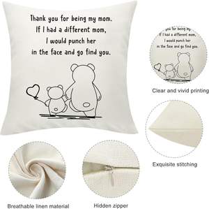 Mamma copricuscino regalo divertente festa della mamma mamma orso federa dalla figlia dal figlio cuscino decorativo di lino Cusas 18x18 pollici - Product Image 1