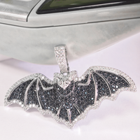 Pendentif chauve-souris unisexe en argent sterling 925 personnalisé glacé Hip Hop Moissanite noire VVS avec testeur de diamants bijoux unisexe