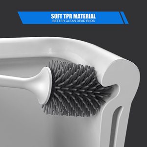 Brosse de toilette en silicone, kit de nettoyage de cuvette de toilette robuste, brosse de nettoyage de toilette à main durable avec bec verseur d'eau - Product Image 4