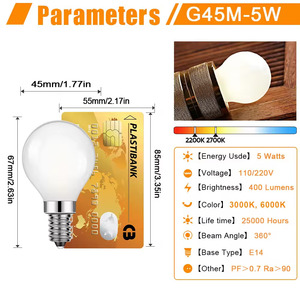 4W profondo dimmerabile E27 LED lampadina a filamento, 320LM <span class=keywords><strong>G45</strong></span> <span class=keywords><strong>P45</strong></span> glassato vetro bianco freddo LED lampada a filamento per Hotel