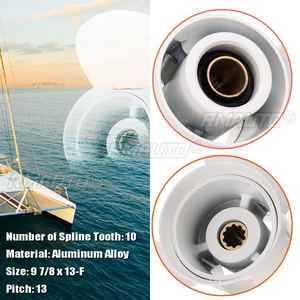 Hélice de bateau hors-bord marine 9 7/8 X 13 pour Yamaha 20-30HP 664-45949-02-EL en alliage d'aluminium blanc, 3 pales, 10 cannelures - Product Image 6