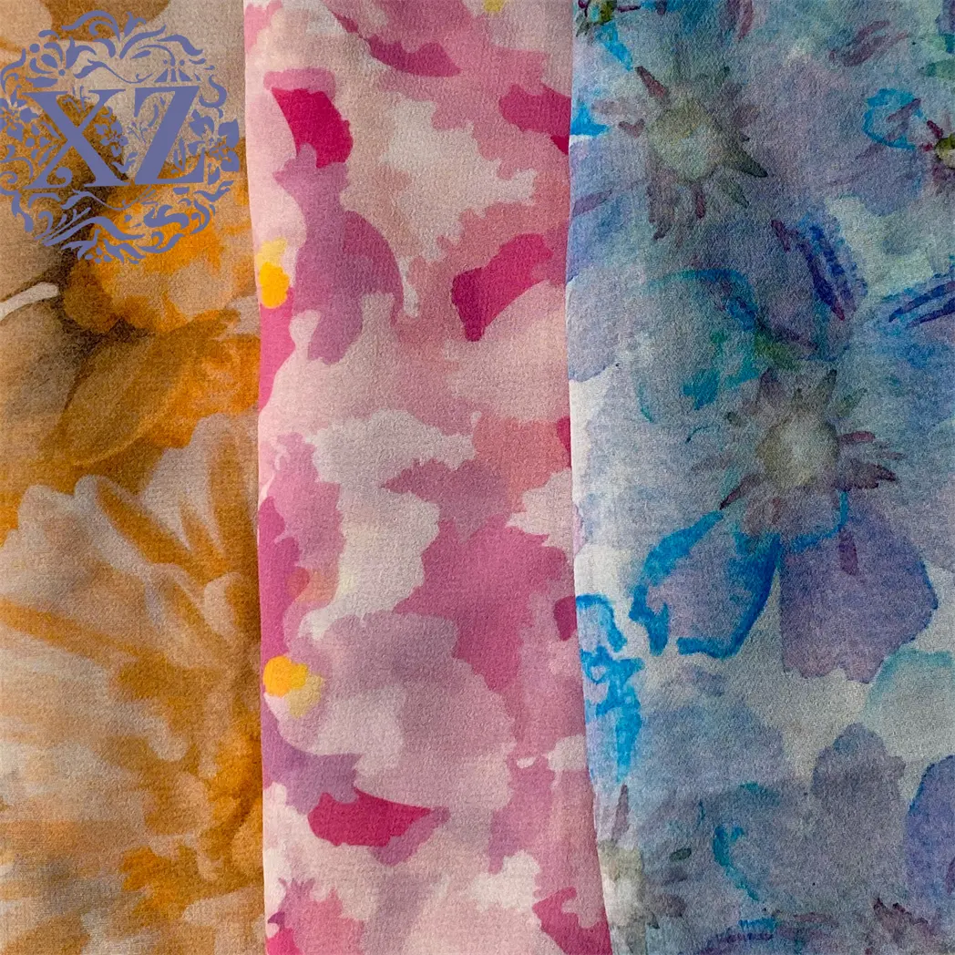 High Quality Multi Color Custom Digital Printed Floral Chiffon Fabric For Women Dress
