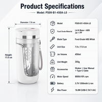 Mixer Kopi Elektrik Isi Ulang 450ml Mug Pengaduk Otomatis Portabel USB Vortex Frother untuk Kantor, Matcha, dan Latte Bulletproof