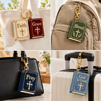 Breloque de sac brodée personnalisée en forme de livre chrétien, croix de la foi, porte-clés de prière pour sacs à main, sacs à dos, sacs fourre-tout, cadeaux religieux
