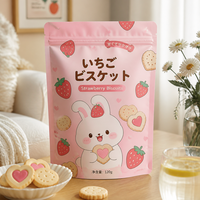 Sachets d'emballage alimentaire en plastique à fermeture éclair, personnalisés avec logo imprimé, pour morceaux de yaourt lyophilisé saveur fraise