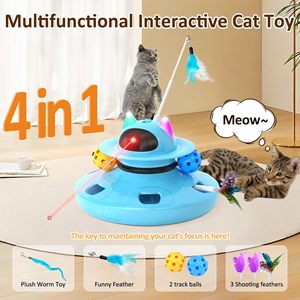 4 in 1 <b>Automatic</b> Interactive Plastic <b>Cat</b> <b>Toy</b> Rechargeable Indoor Kitten <b>Toys</b> with Feather and Track Balls - Product Image 6
